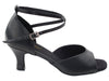 Sleek black leather ballroom footwear