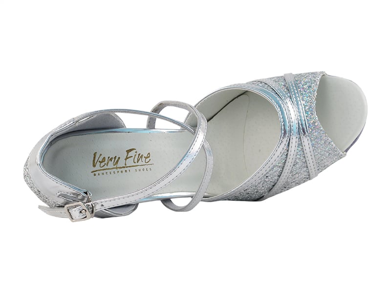 Shimmering Silver Sparklenet and Trim Dance Heels