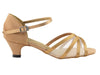 Elegant Brown Satin Dance Shoes with Mesh Detail