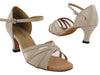 Tan Leather and Flesh Mesh Ballroom Dance Heels