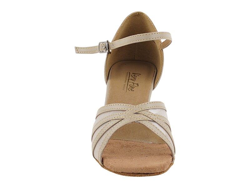 Sophisticated Tan Leather Dance Shoes with Mesh Detail