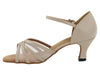 Graceful Tan Leather and Flesh Mesh Ballroom Heels