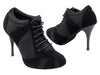 Black Nubuck and Knit Mesh Dance Heels