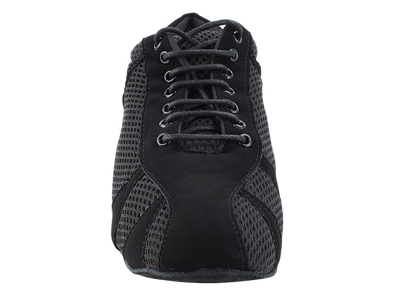 Black Nubuck and Knit Mesh Dance Heels