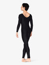 Adult Scoop Neck Nylon Long Sleeve Black Unitard