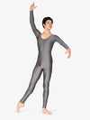 Adult Scoop Neck Nylon Long Sleeve Grey Unitard