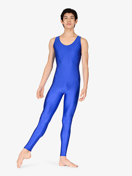 Adult Scoop Neck Nylon Tank Blue Unitard