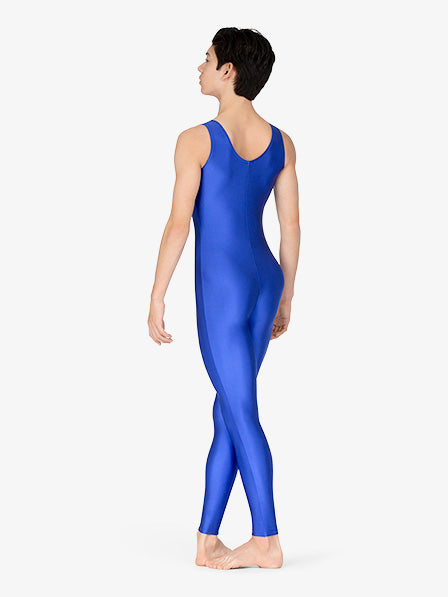 Adult Scoop Neck Nylon Tank Blue Unitard