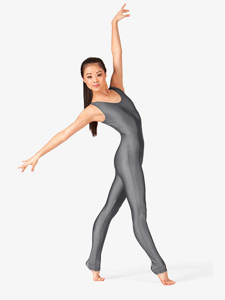 Adult Scoop Neck Nylon Tank Grey Unitard