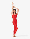 Adult Scoop Neck Nylon Tank Red Unitard