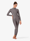 Adult Unisex Mock Neck Long Sleeve Grey Unitard