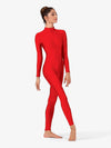 Adult Unisex Mock Neck Long Sleeve Red Unitard