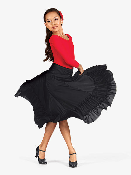 Adult Flamenco Black Ballroom Skirt