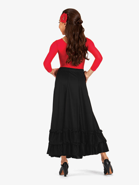 Adult Flamenco Black Ballroom Skirt