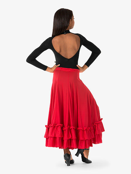 Girls Flamenco Red Ballroom Skirt