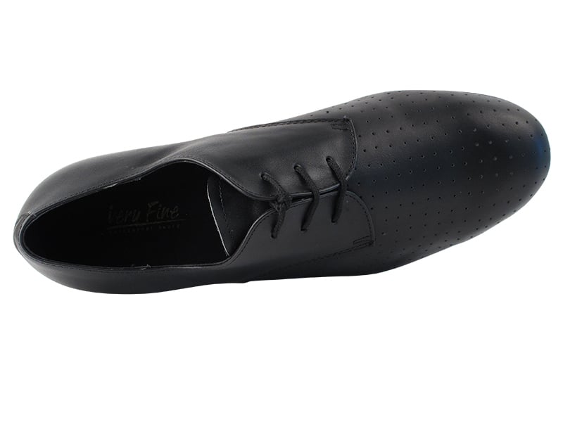 Black Perforated Leather Dance Shoes for Performances