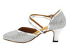 Classic Silver Sparklenet Ballroom Heels with Trim Detail