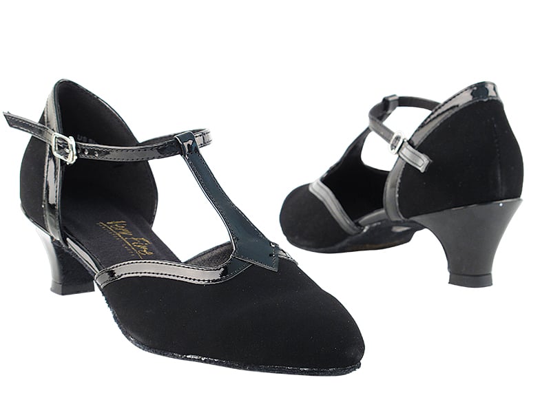 Black Nubuck and Trim Ballroom Dance Heels