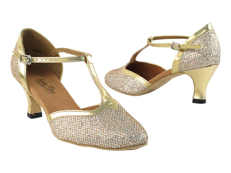 Gold Sparklenet & Gold Trim Dance heels