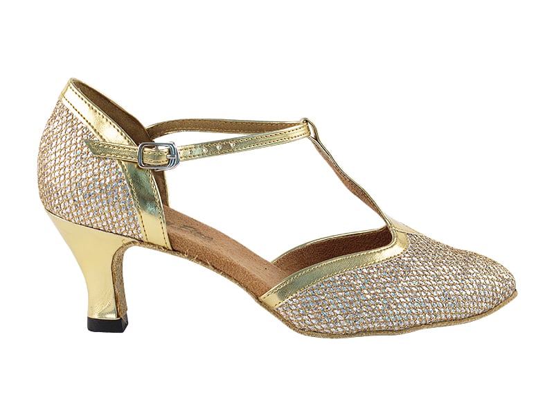 Gold Sparklenet & Gold Trim Dance heels