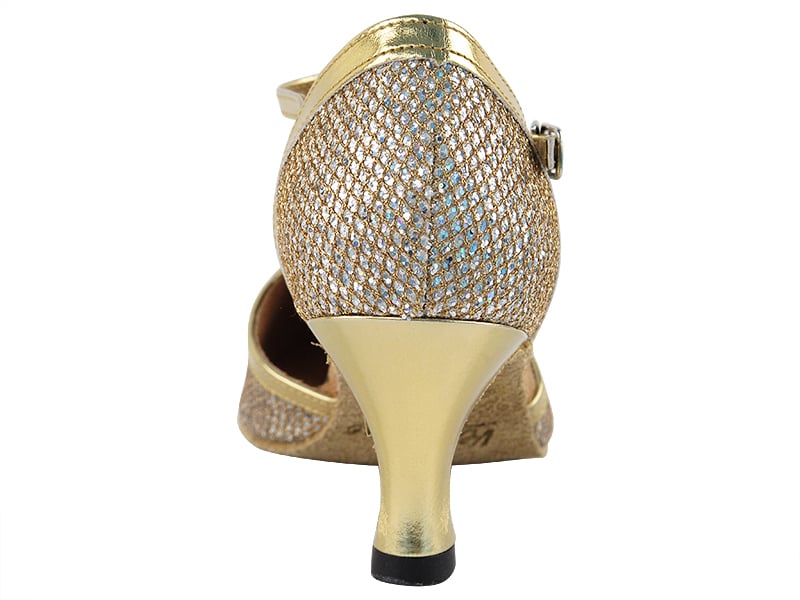 Gold Sparklenet & Gold Trim Dance heels