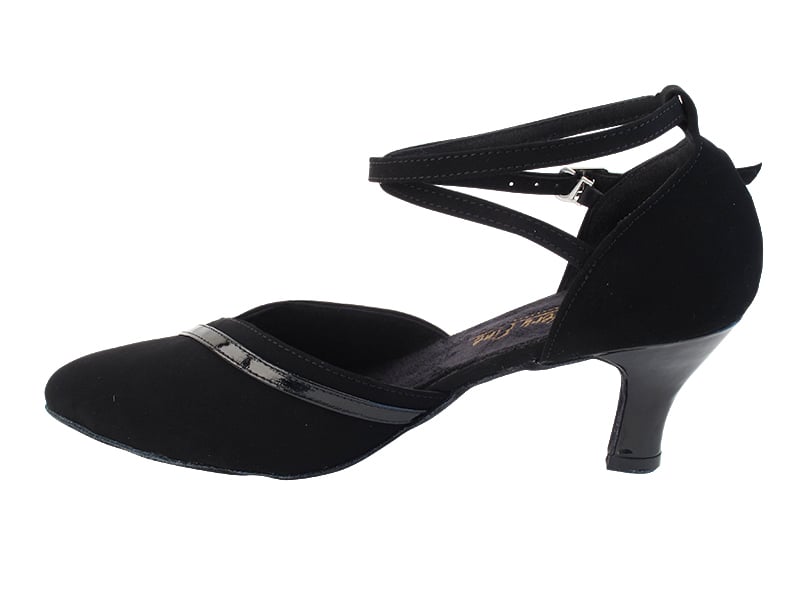 Black Suede and Black Patent Trim Ballroom heels