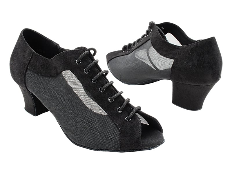 Black Nubuck & Black Mesh Dance shoes