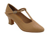 Beige Brown Leather Dance heels