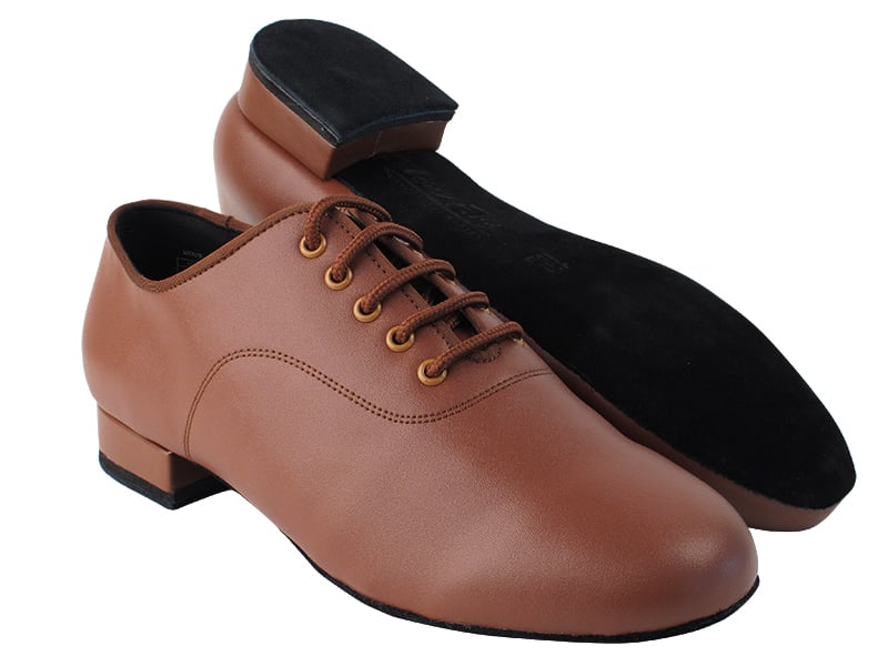 Coffee brown leather dance shoes