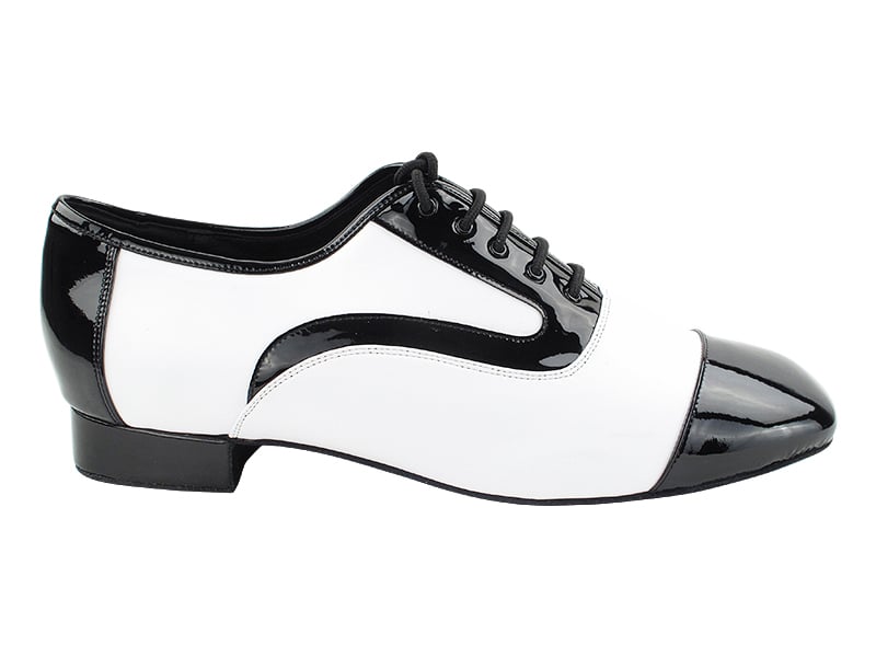 Black patent and white leather dance shoes