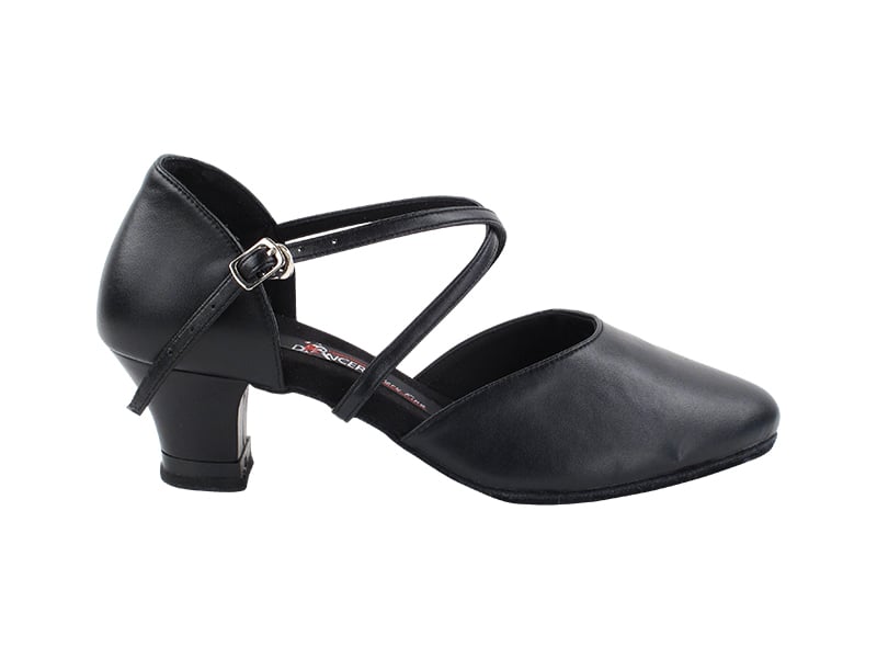 Black leather dance heels
