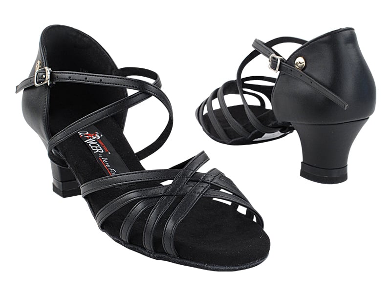 Black leather dance heels