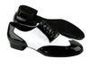 Black and white patent dance shoes