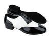 Black patent and white leather dance shoes