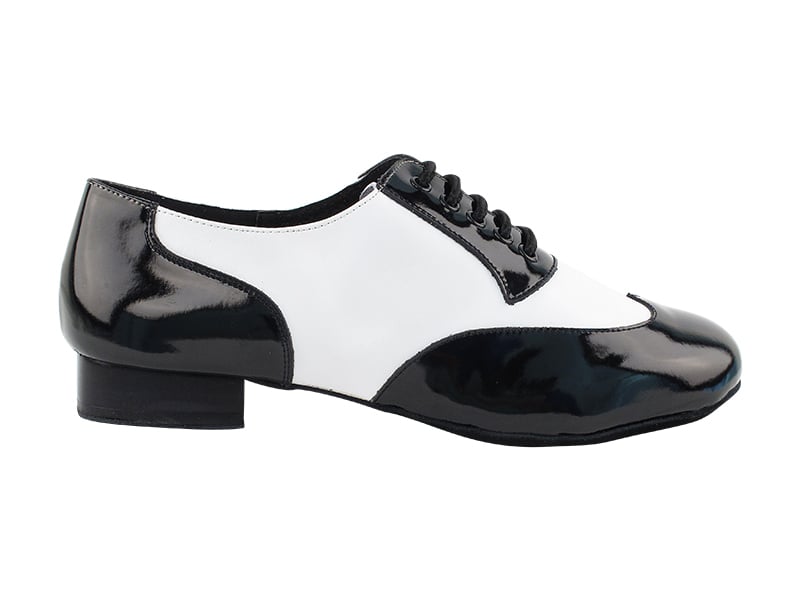 Black patent and white leather dance shoes