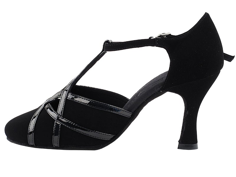 Black Nubuck & Black Patent Trim Ballroom heels