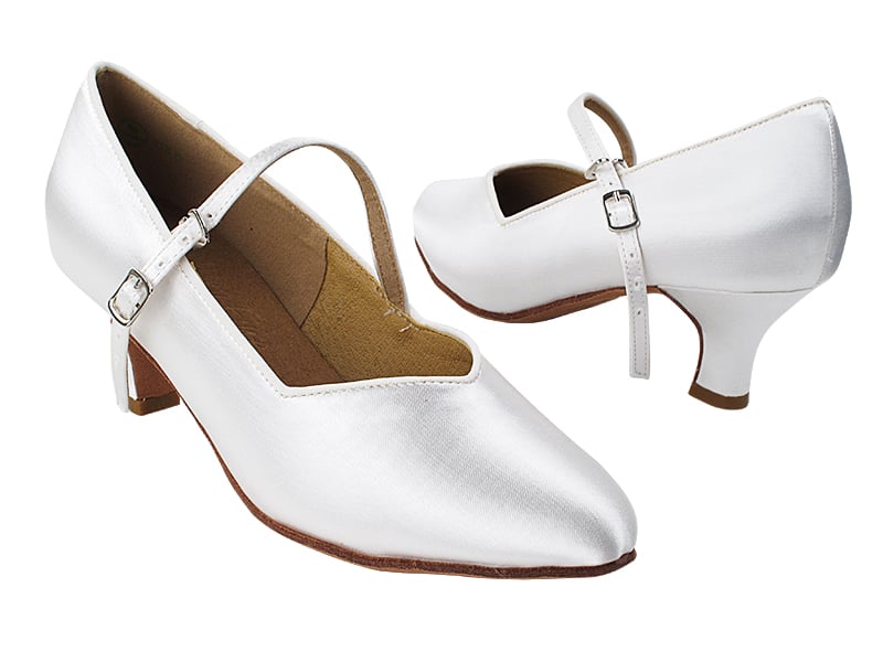 White satin dyeable dance heels