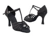 Black satin ballroom heels: sleek, chic footwear