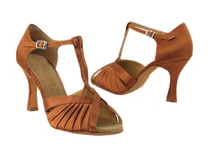 Dark tan satin ballroom heels