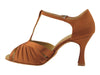 Dark tan satin ballroom heels