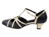 Black Leather & Light Gold Trim Ballroom heels