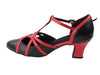 Black Leather & Red Trim Thick Cuban Ballroom Heel