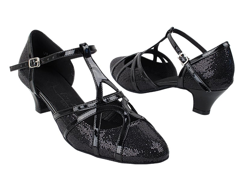 Black Scale & Patent Trim Ballroom heels