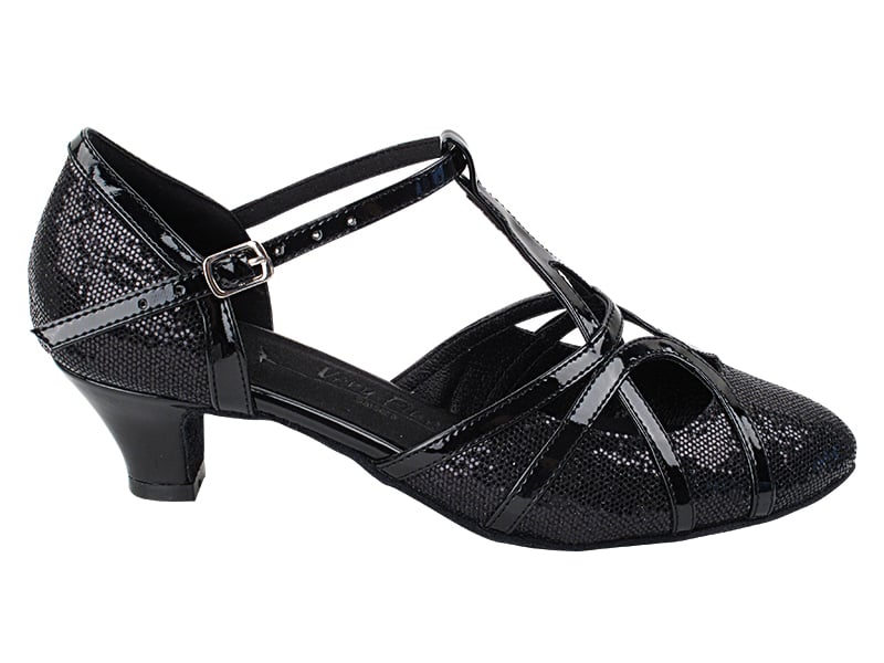 Black Scale & Patent Trim Ballroom heels