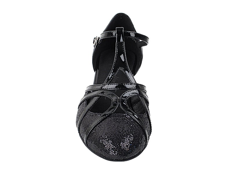 Black Scale & Patent Trim Ballroom heels