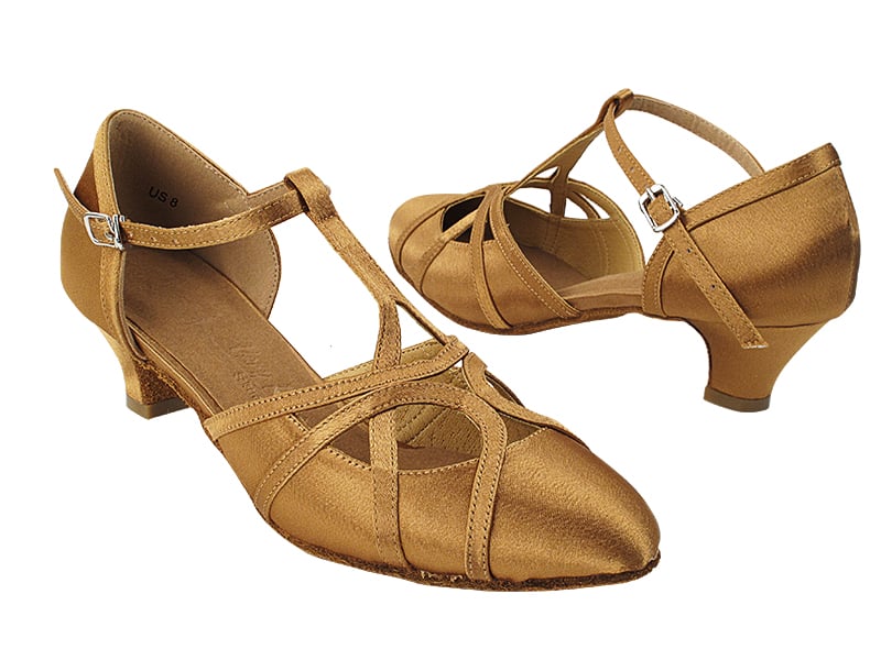 Brown Satin ballroom heels