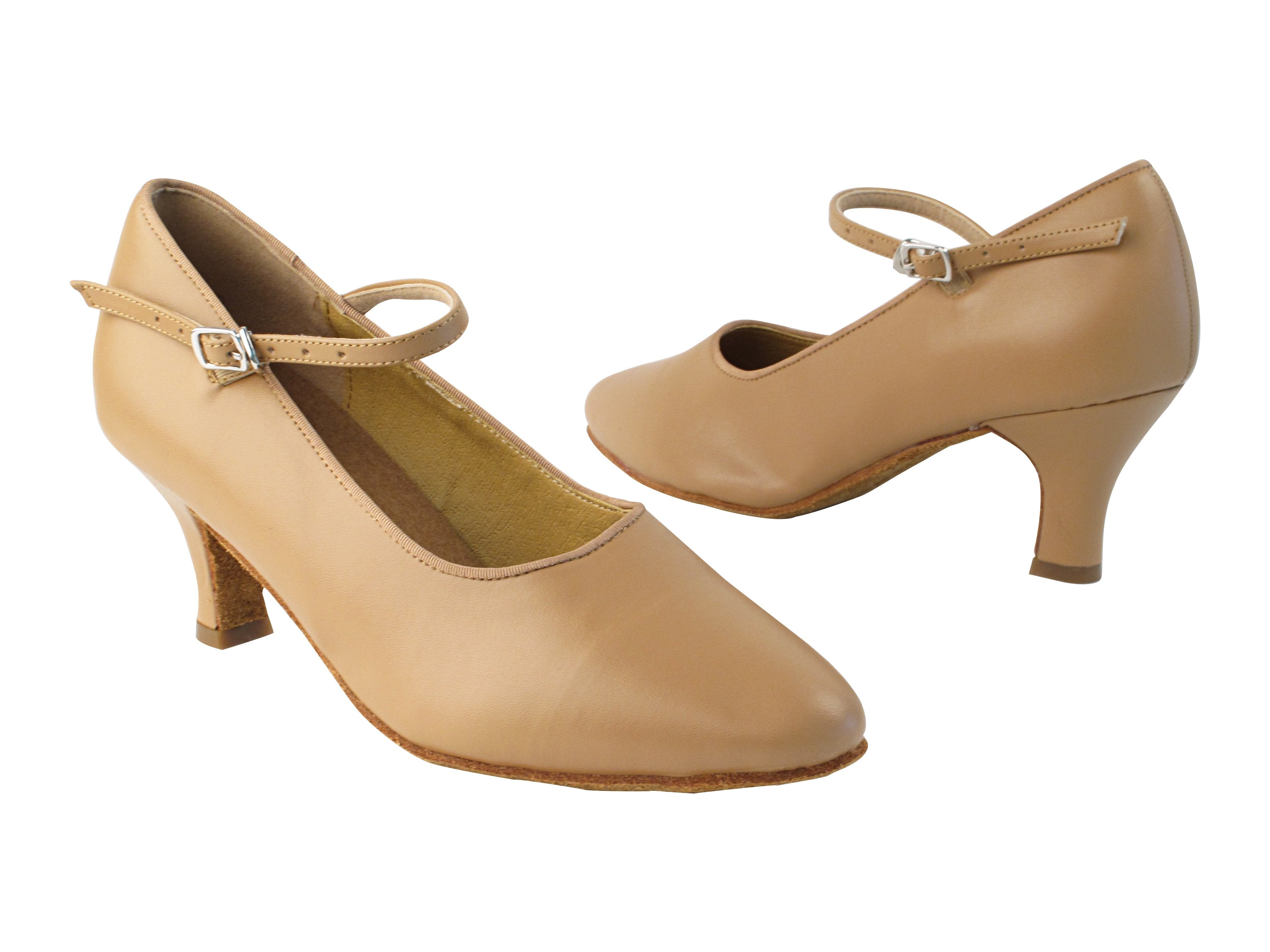 Beige Brown Leather Dance heels