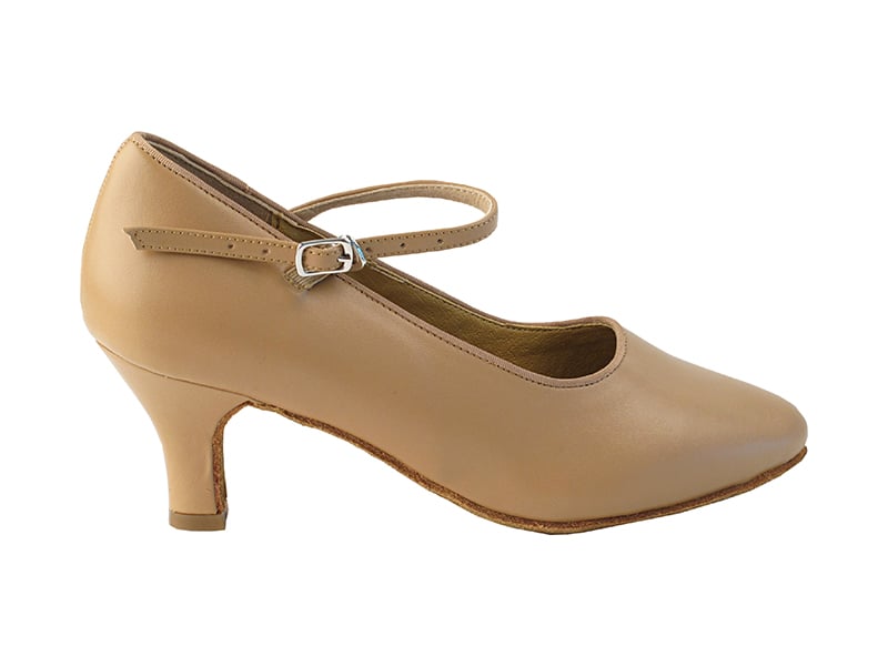 Beige Brown Leather Dance heels