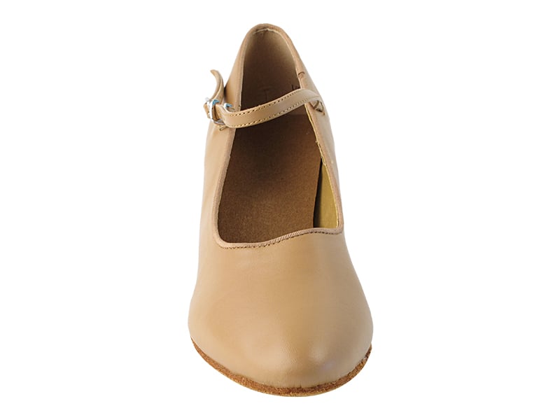 Beige Brown Leather Dance heels