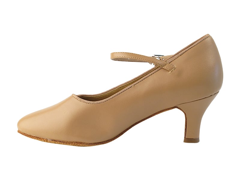 Beige Brown Leather Dance heels